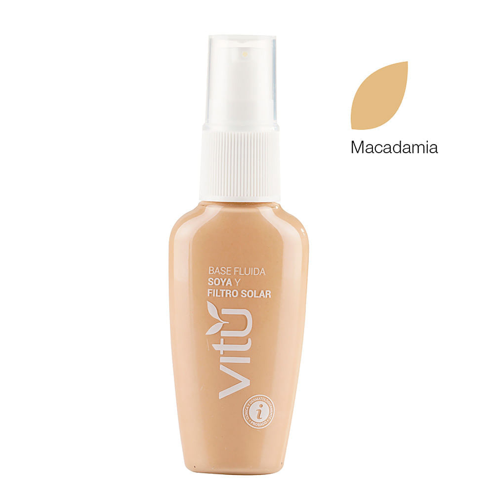 Base Fluida Soya y Filtro Solar Vitú Tono 1 Macadamia