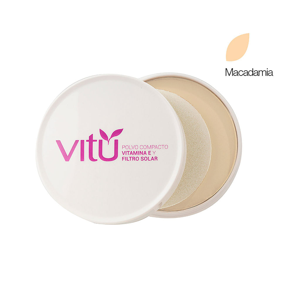 Polvo Compacto Vitú Vitamina E y Filtro Solar Tn1 Macadamia