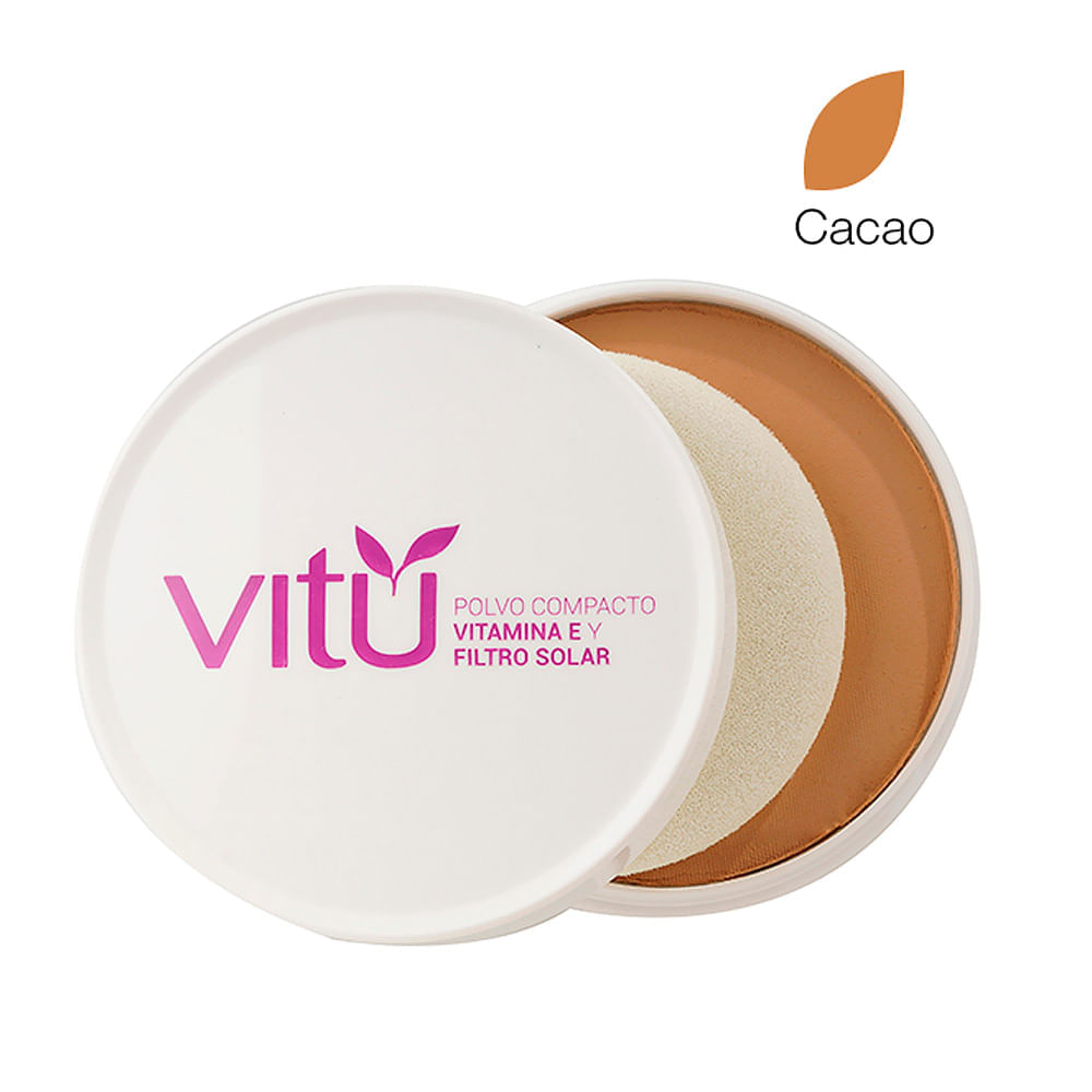 Polvo Compacto Vitú Vitamina E y Filtro Solar Tono 5 Cacao