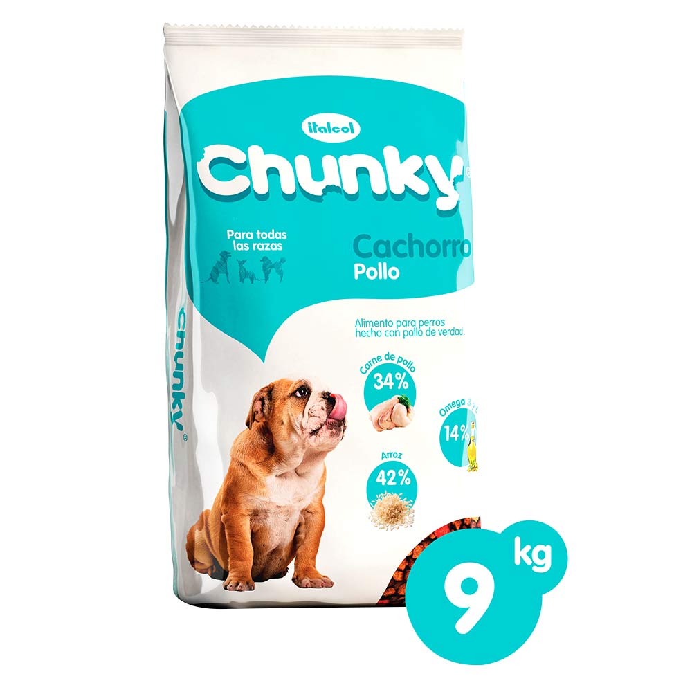 Alimento Chunky perros cachorros bolsa x9 kilos