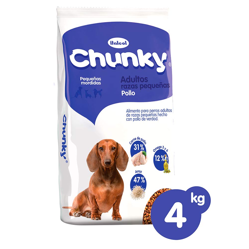 Alimento Chunky adultos razas pequeñass 4 kg nugget