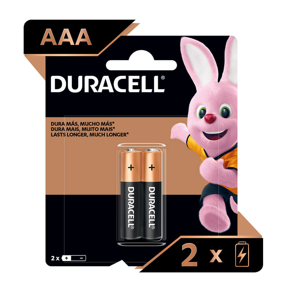 Pilas Alcalinas AAA Duracell de larga duración x 2und