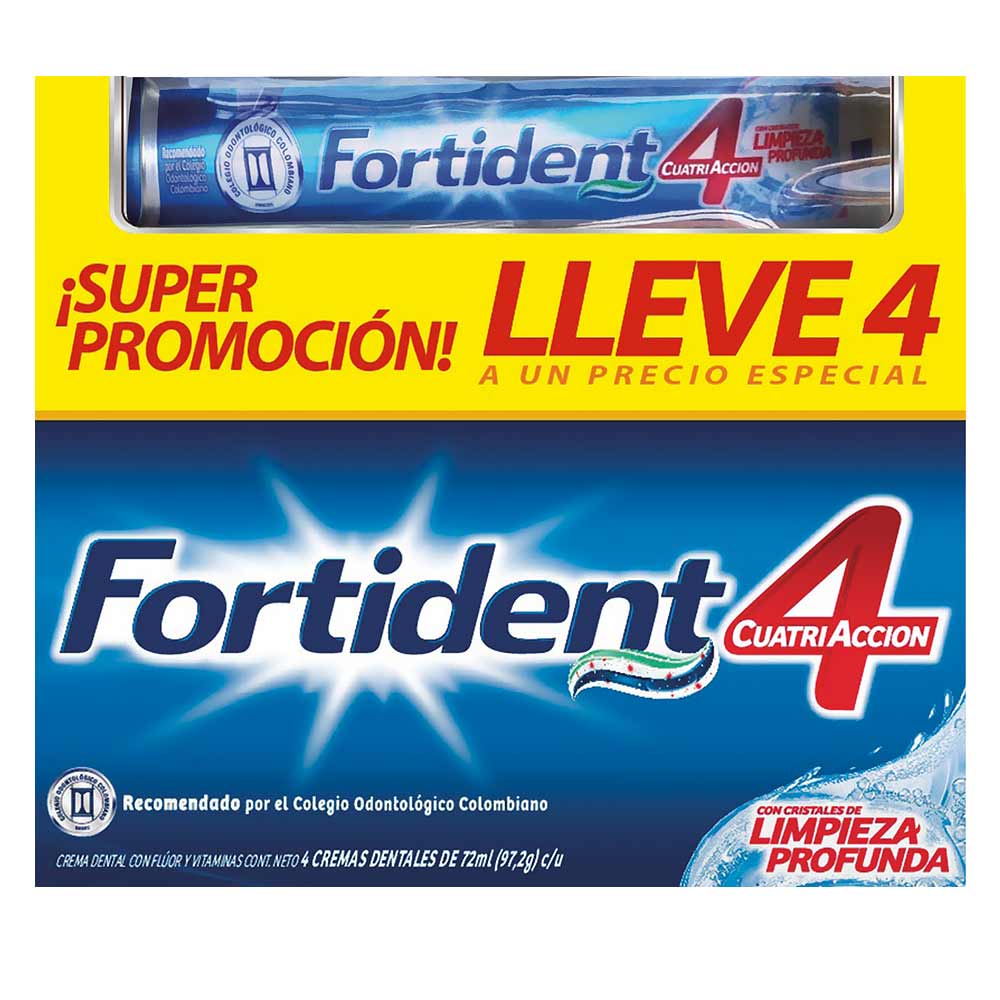 Crema Dental Fortident x 4 und.x 97.2 g c-u Precio Especial.