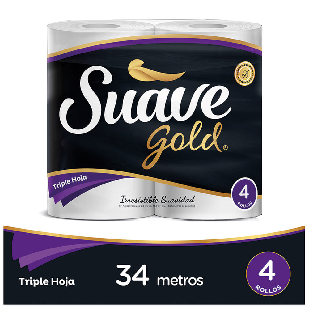 Papel higiénico Suave Gold triple hoja x 4rollos