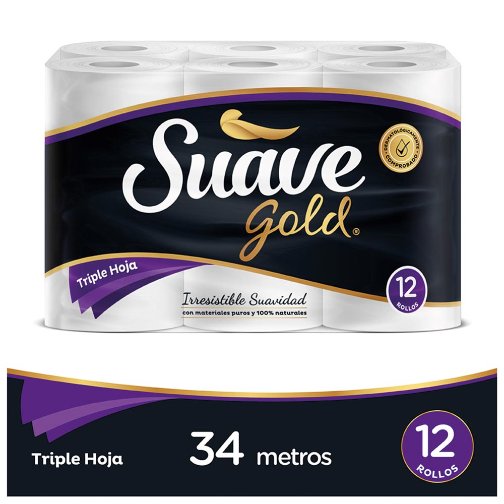 Papel higiénico Suave Gold triple hoja x 12rollos