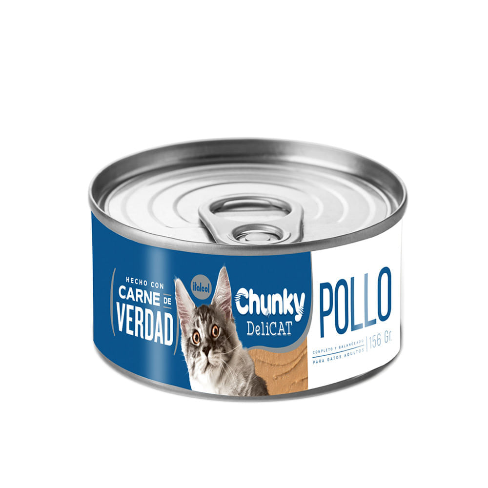 Alimento húmedo Chunky en lata Delicat sabor a pollo x156g