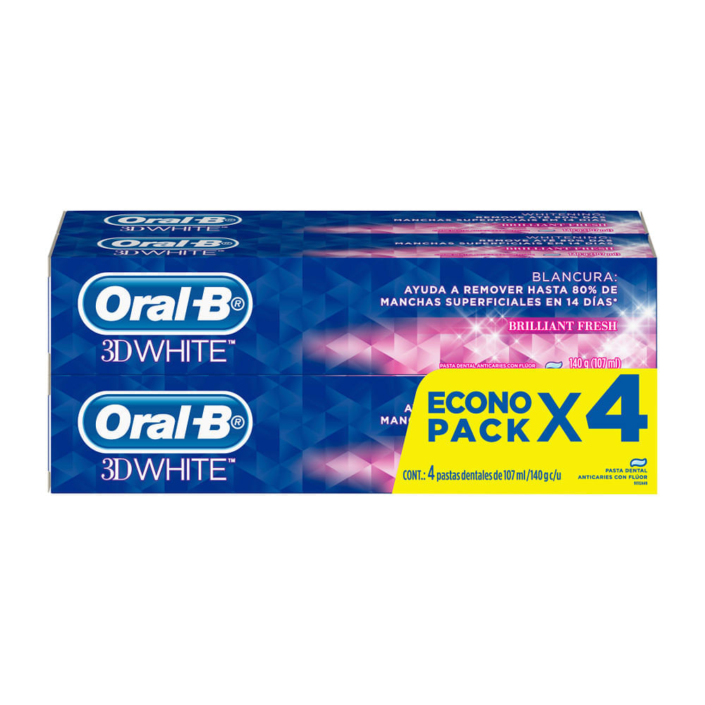 Crema Dental Oral-B 3DWhite Brilliant x107mL c/u x4