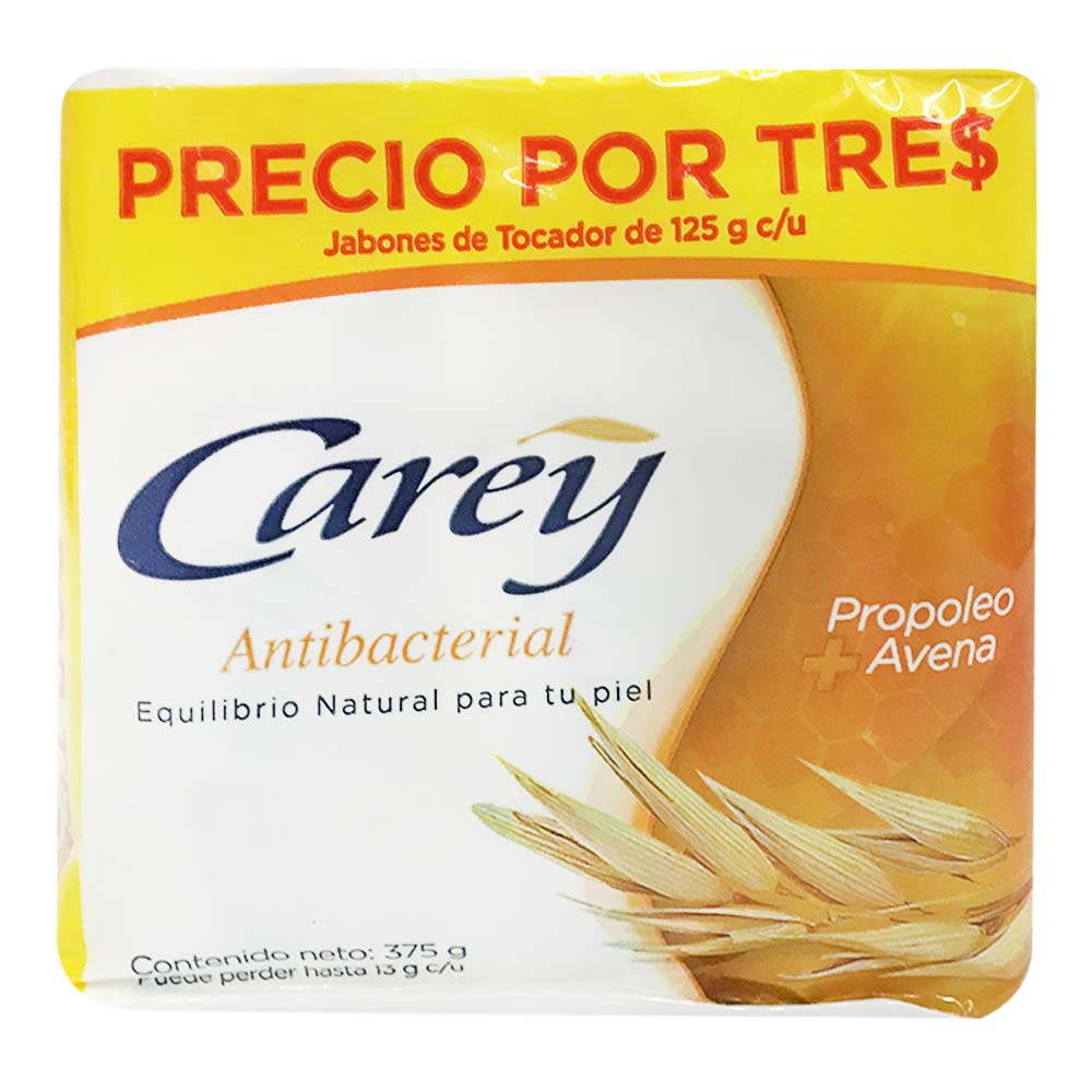 Jabón anti bacterial avena y propoleo Carey x 3 unds x 125g