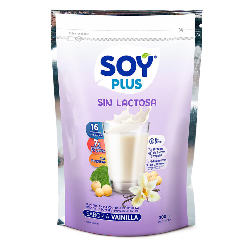 Bebida de soya Soy Plus vainilla sin lactosa en polvo x200g
