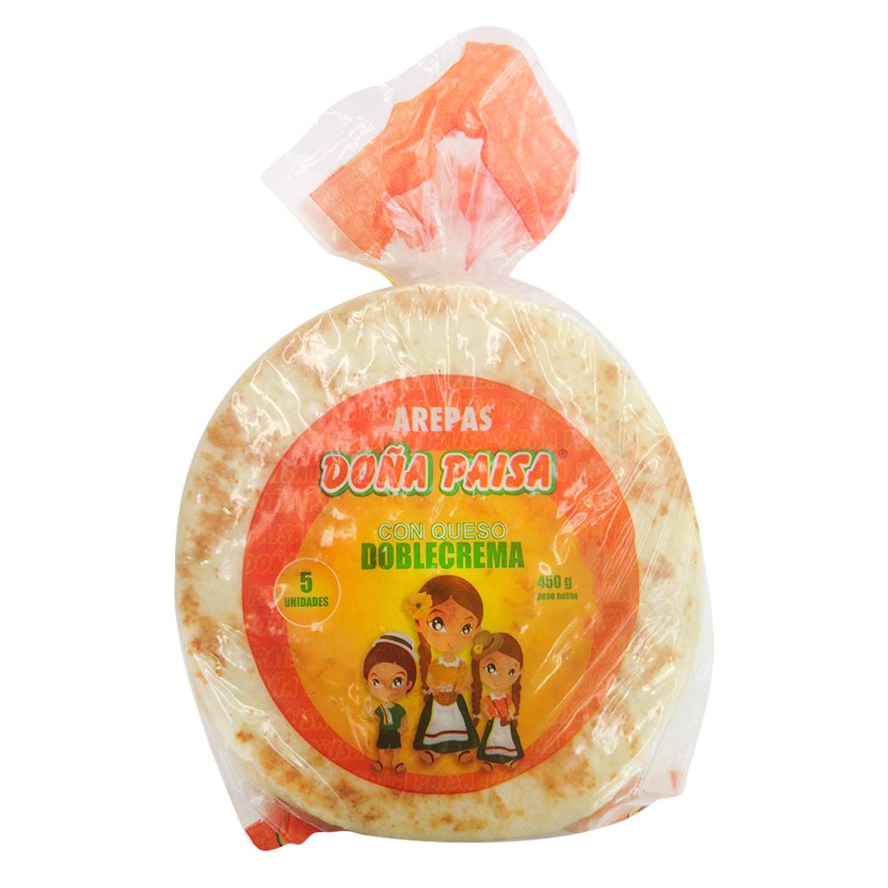 Arepas Doña Paisa con queso doble crema x5und x450g