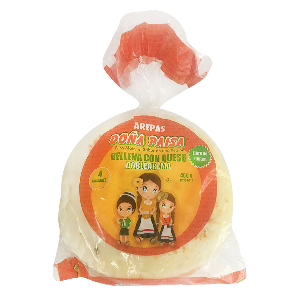 Arepas rellenas Doña Paisa queso doble crema x4und x400g