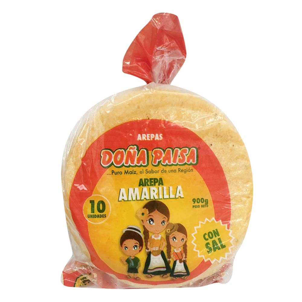 Arepas amarillas Doña Paisa con sal x10und x900g