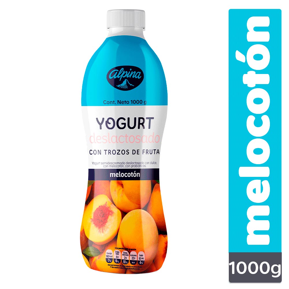 Yogurt deslactosado Alpina melocotón x1000g