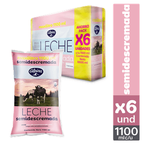 Leche Semidescremada Alpina Fibra x6 Und x1.1lt