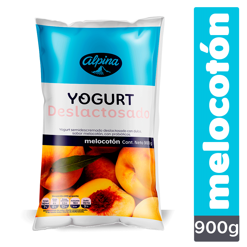 Yogurt deslactosado Alpina melocotón x900g