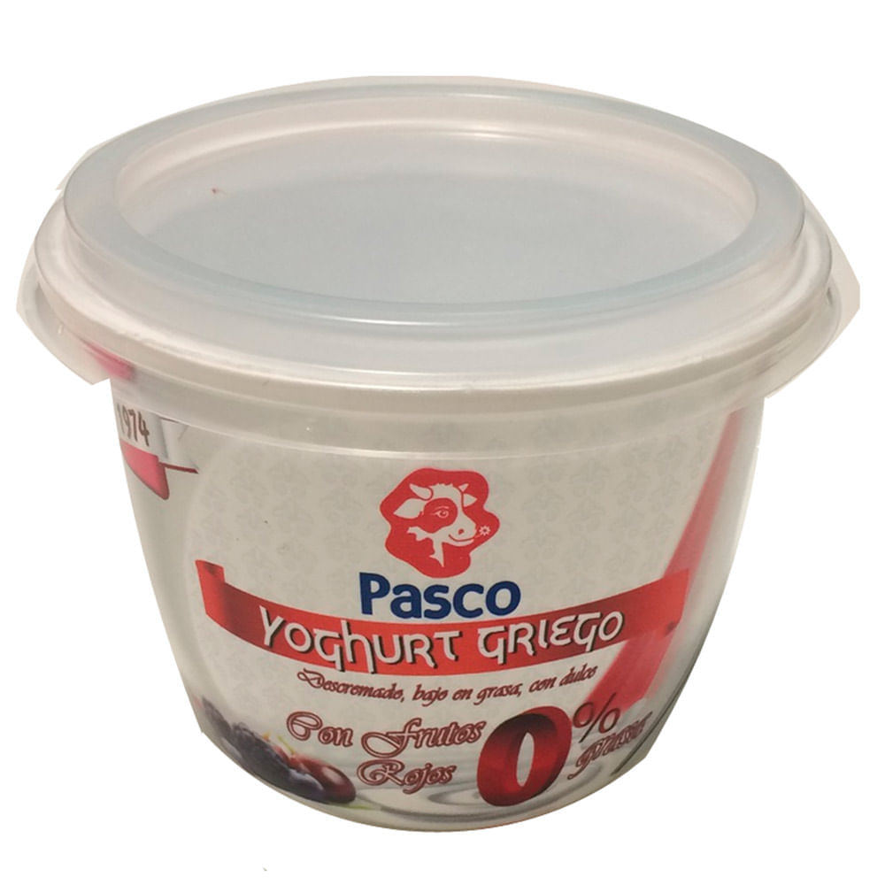 Yogurt griego Pasco 0% grasa frutos rojos x500g