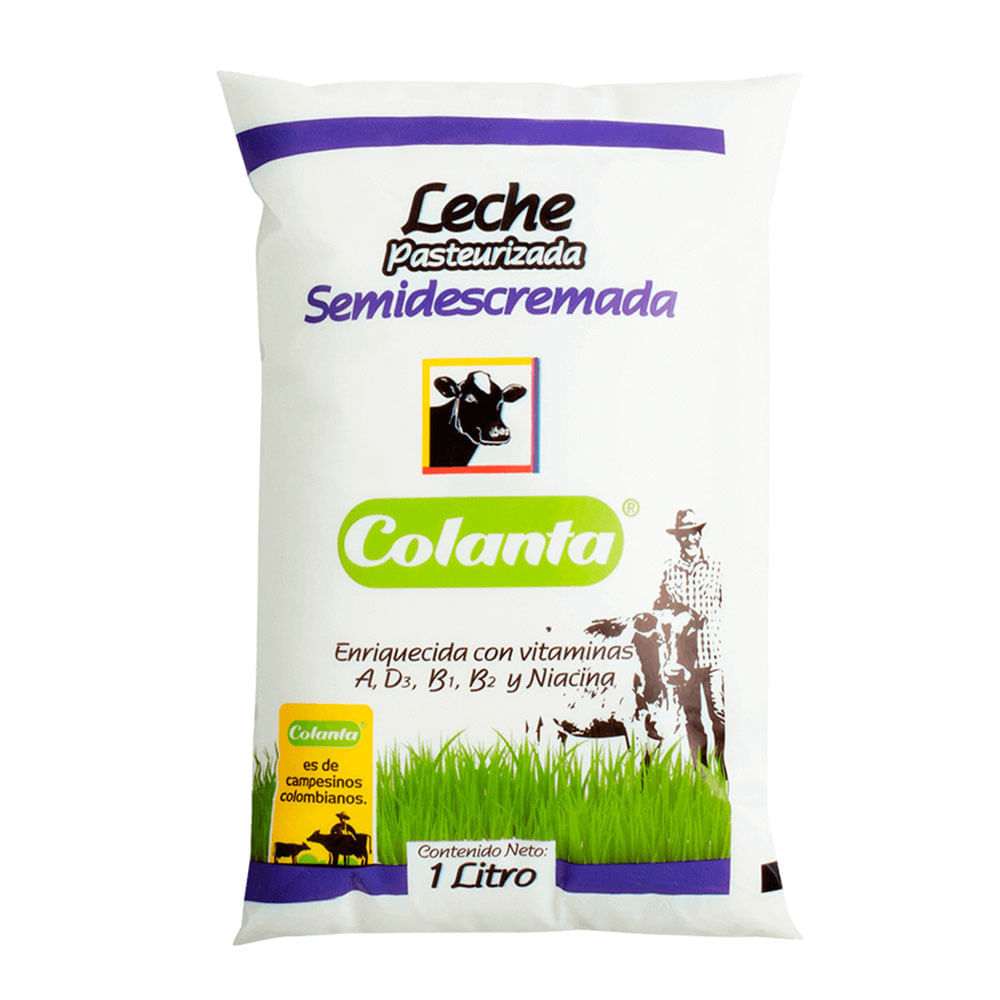 Leche semidescremada Colanta pasteurizada bolsa x1000ml