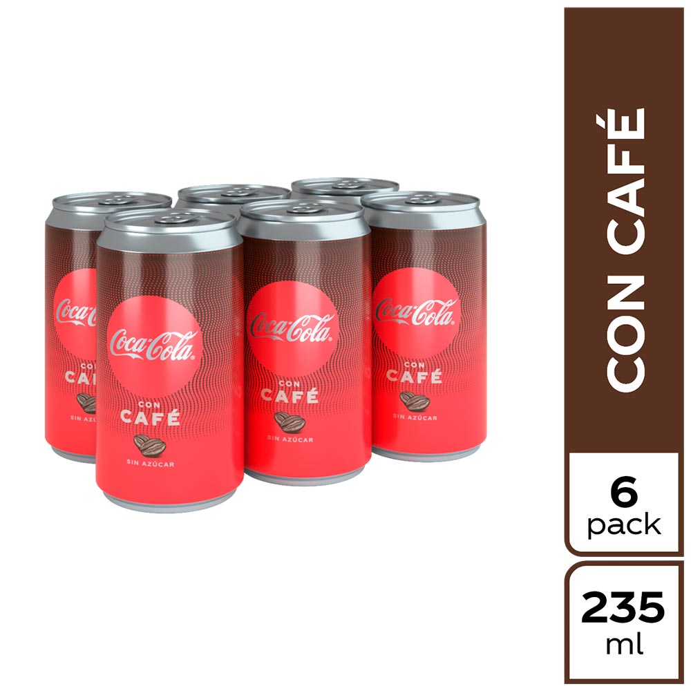 Bebida gaseosa Coca Cola Cafe Lata 6Und 235ml