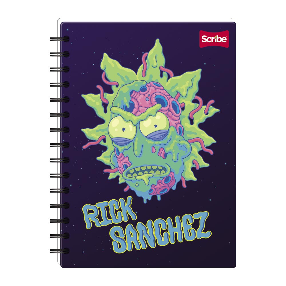 Cuaderno Argollado Pasta Dura Grande Rick And Morty 80 Hojas Cuadriculado Scribe Surtido