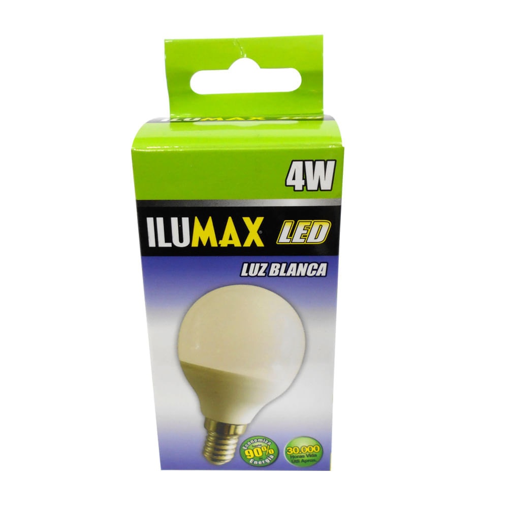 Led mini globo 4w luz blanca e14 30000 hora ilumax