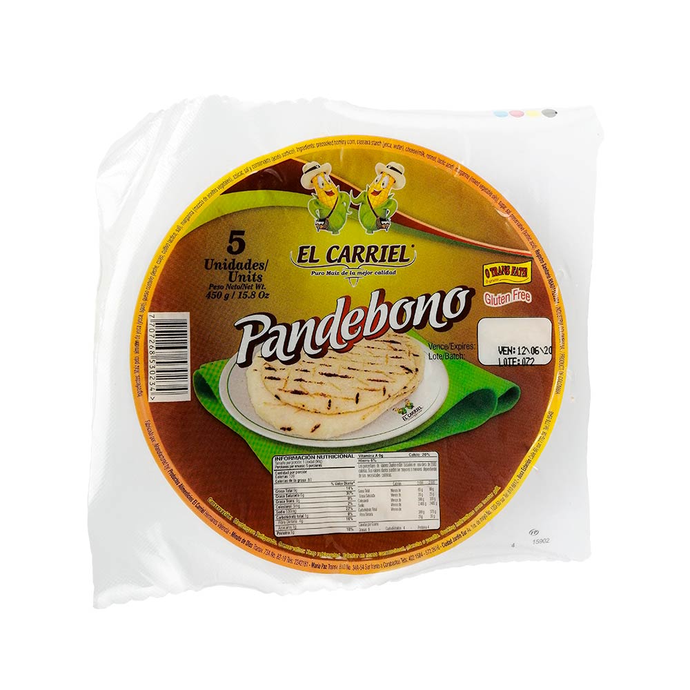 Arepas El Carriel Pandebono sin gluten x5und x450g