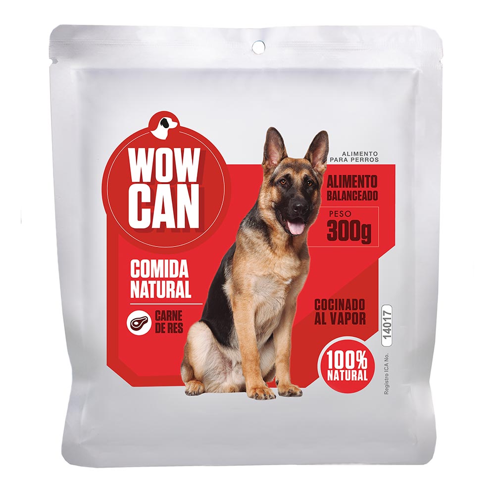 Alimento Wow Can cocinado con carne de Res para Perro x300g