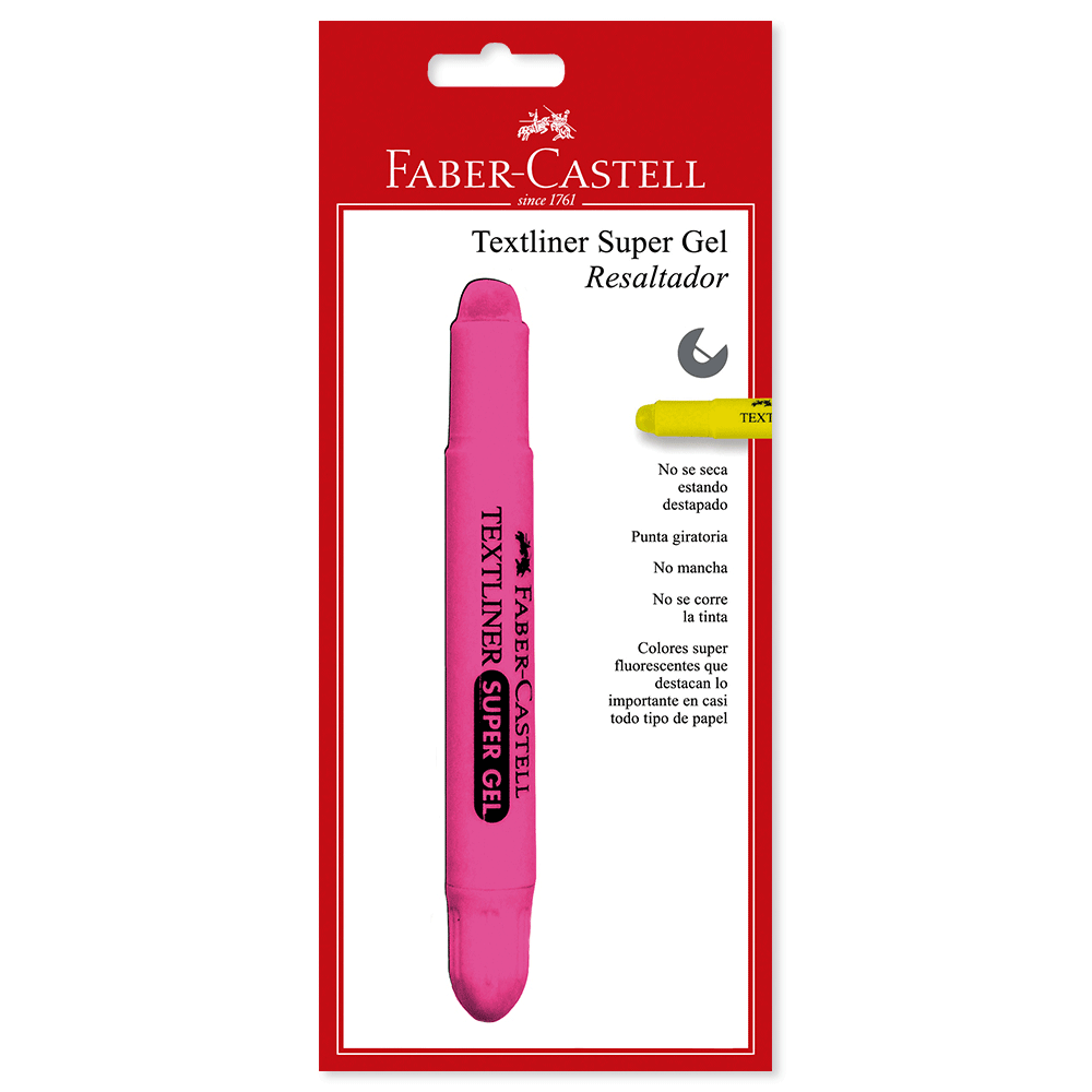 Resaltador Faber Castell super gel rosado x1und