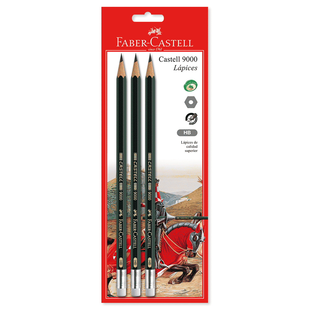 Lapiz Faber Castell 9000-HB x3und