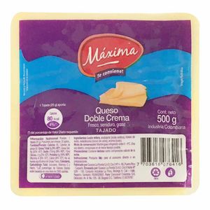 Queso doble crema Máxima tajado x500g