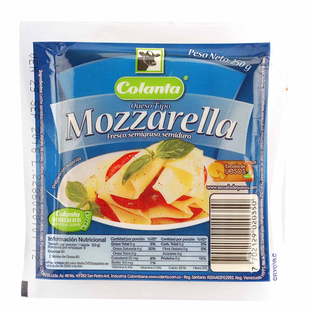 Queso mozzarella Colanta x250g