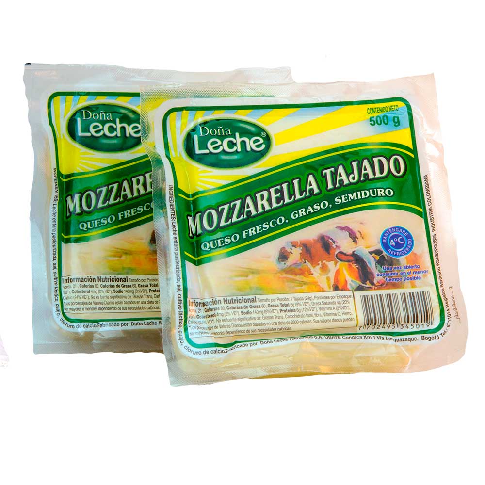 Queso mozzarella Doña Leche tajado x500g