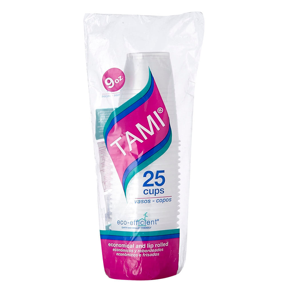 Vaso plas 9 oz blanco tami pqx25
