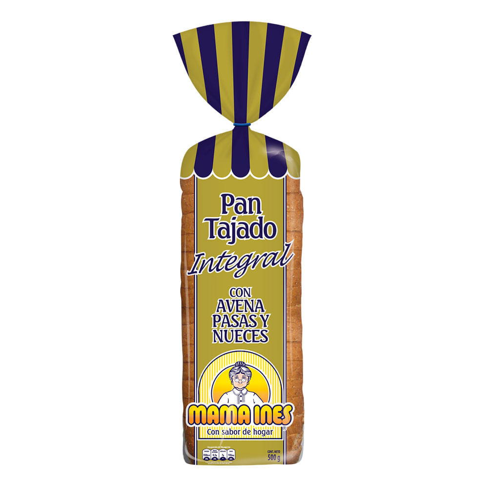 Pan integral avena pasas nueces Mamá Inés x 500 g