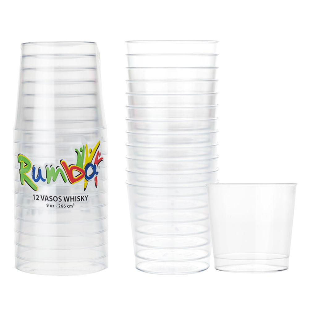 Vaso whisky transparente Rumba x12 unid