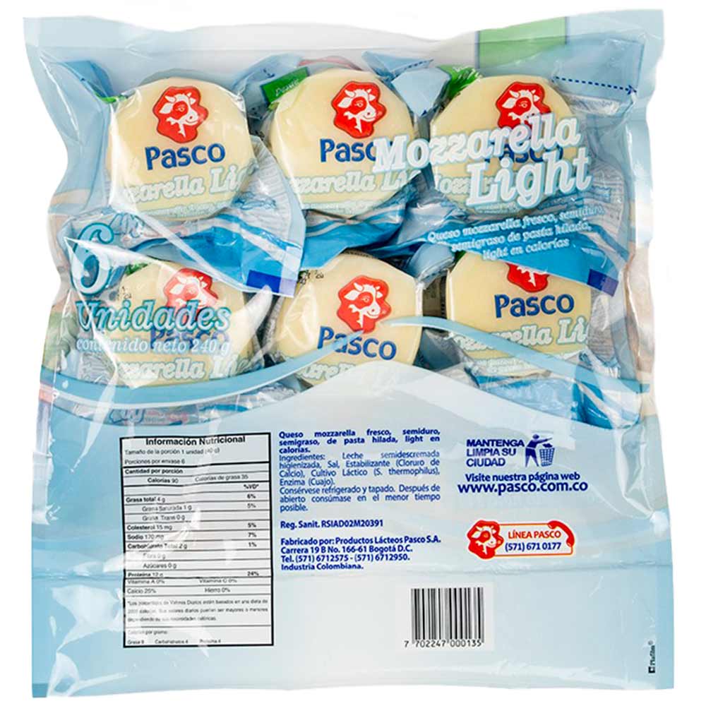 Queso Pasco light x6und x240g