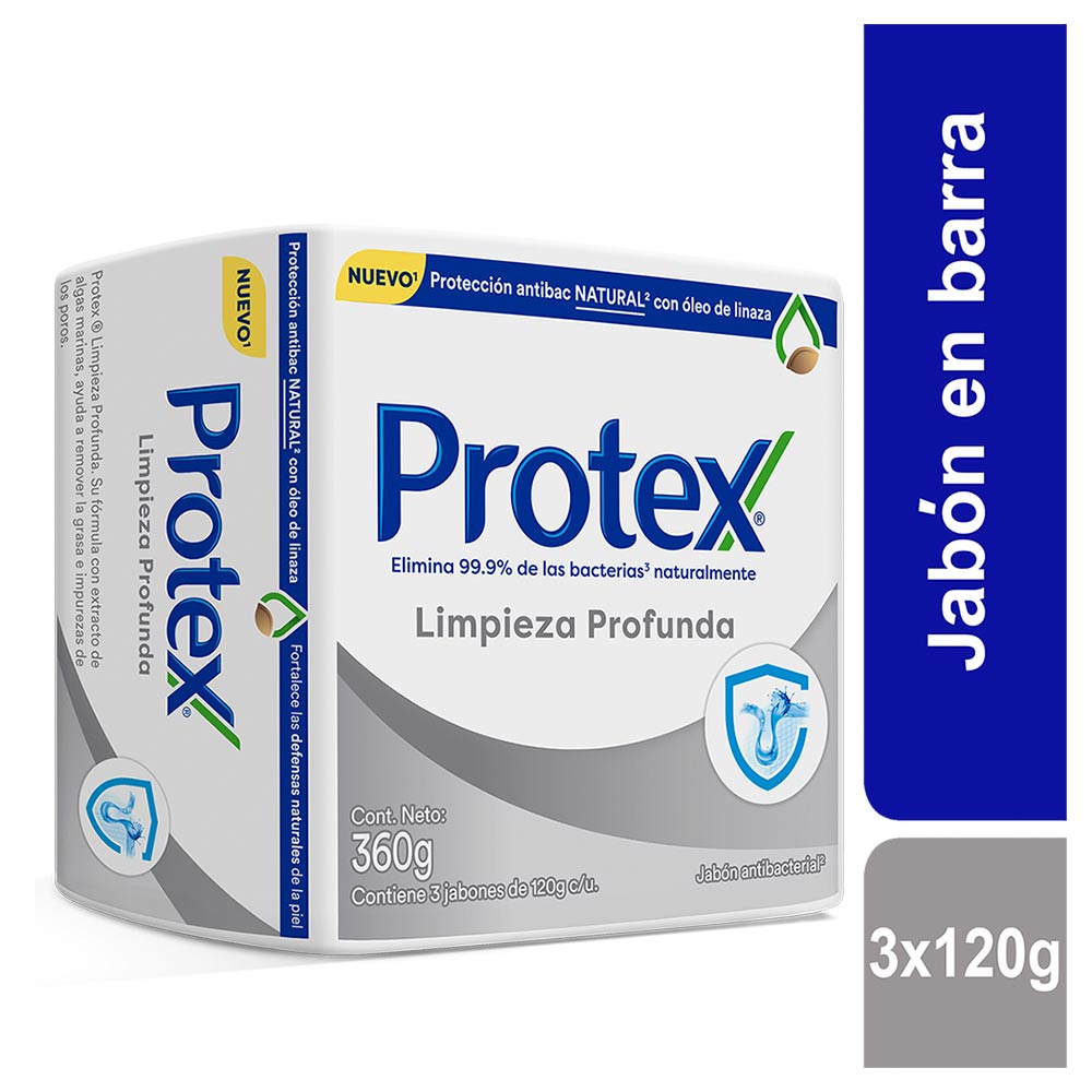 Jabón en barra Protex Limpieza Profunda x120g x 3und