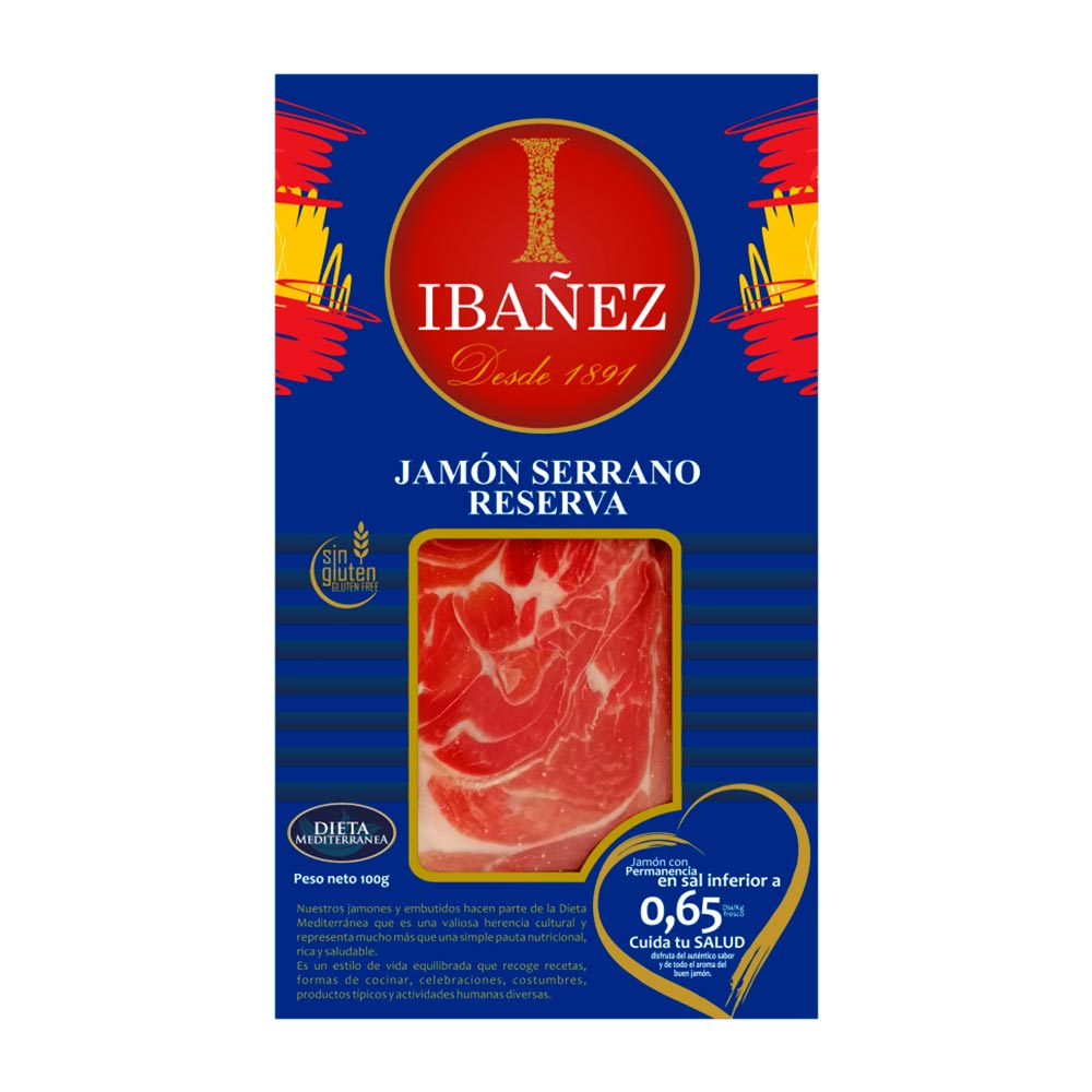 Jamón Ibañez serrano reserva x 100 g