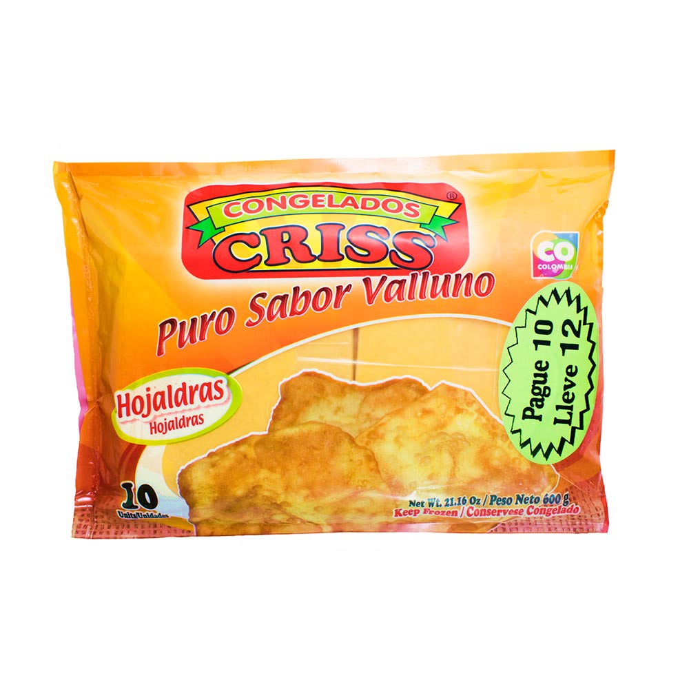 Hojaldras Congelados Criss x10und x600g