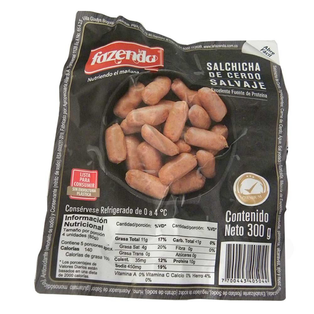 Salchicha de cerdo La Fazenda salvaje cóctel x20und x300g