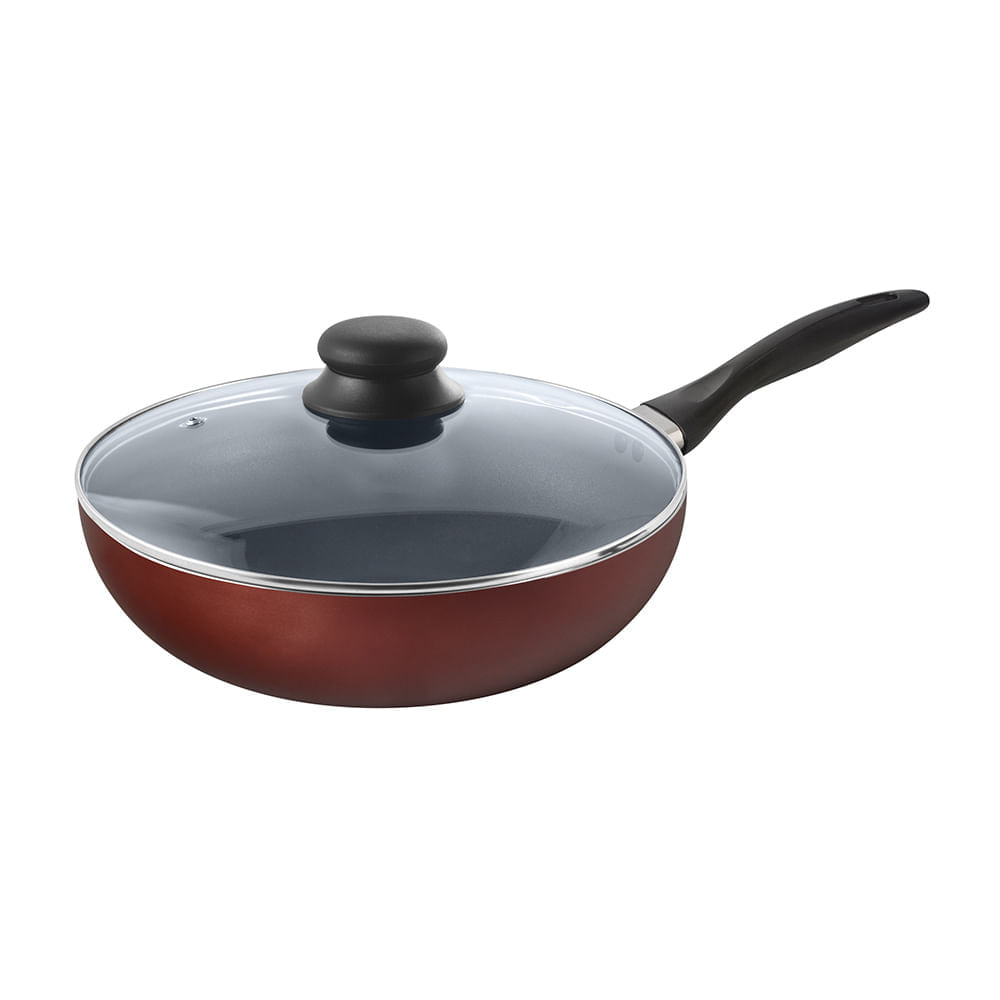 Sartén Wok Ilko Redblue Antiadherente Con Tapa 28Cm