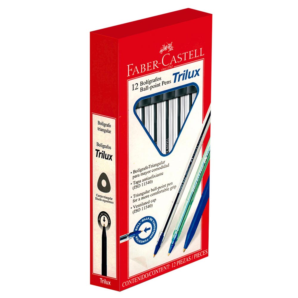 Boligrafo trilux Faber Castell negro x12und