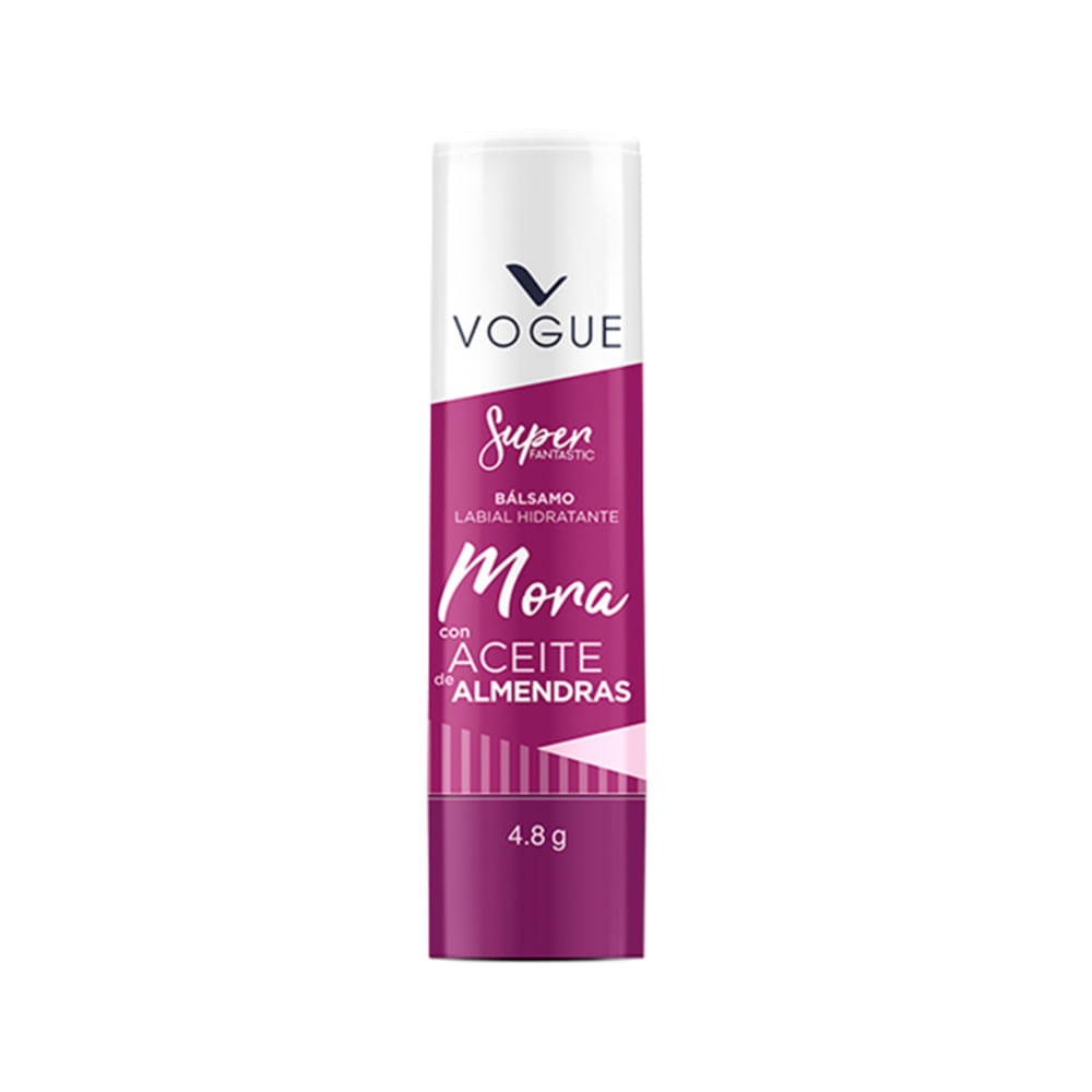 Bálsamo labial Vogue hidratante mora con aceite de almendras x4.8g