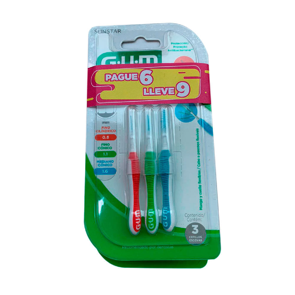 Cepillos Gum interdentales fino mediano x9 unids