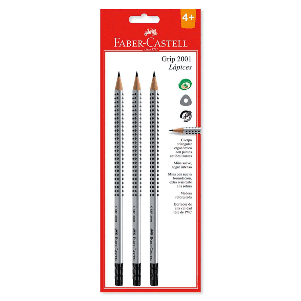 Lapiz grip triangular x 3