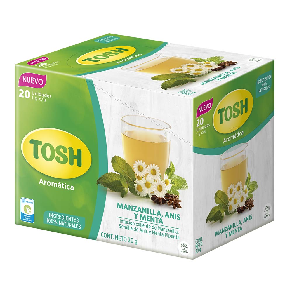 Aromatica Tosh manzanilla anis menta x20und x1g c/u