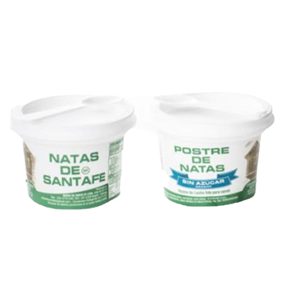 Postre de natas Natas De Santafé tradicional x100g + postre de natas sin azúcar x100g