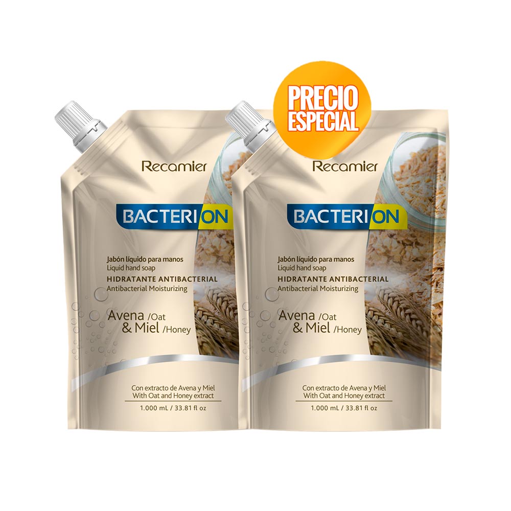 Jabón Bacterion avena miel x2und x1000ml c-u