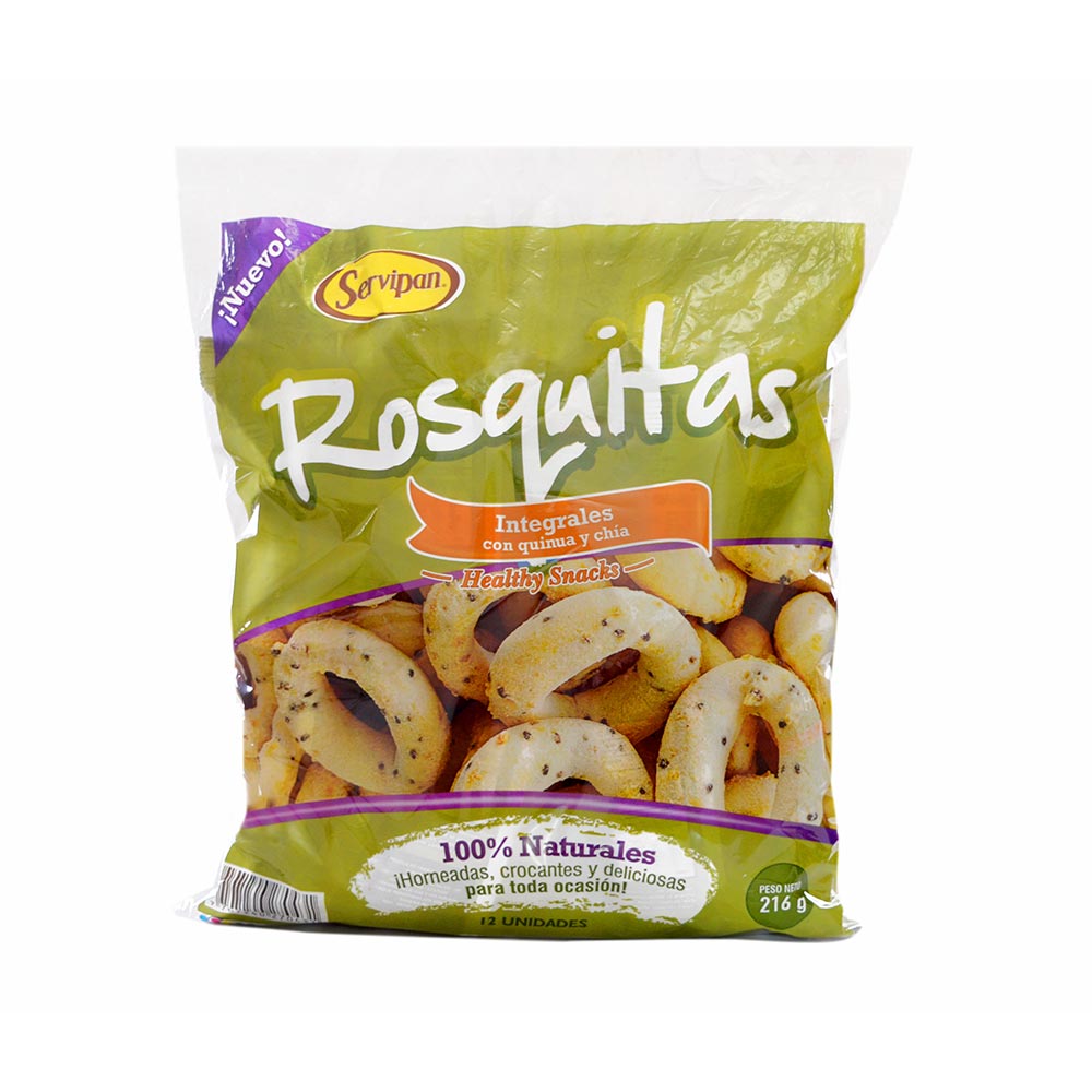Rosquitas servipan integrales quinua chia paquete x12und x216g