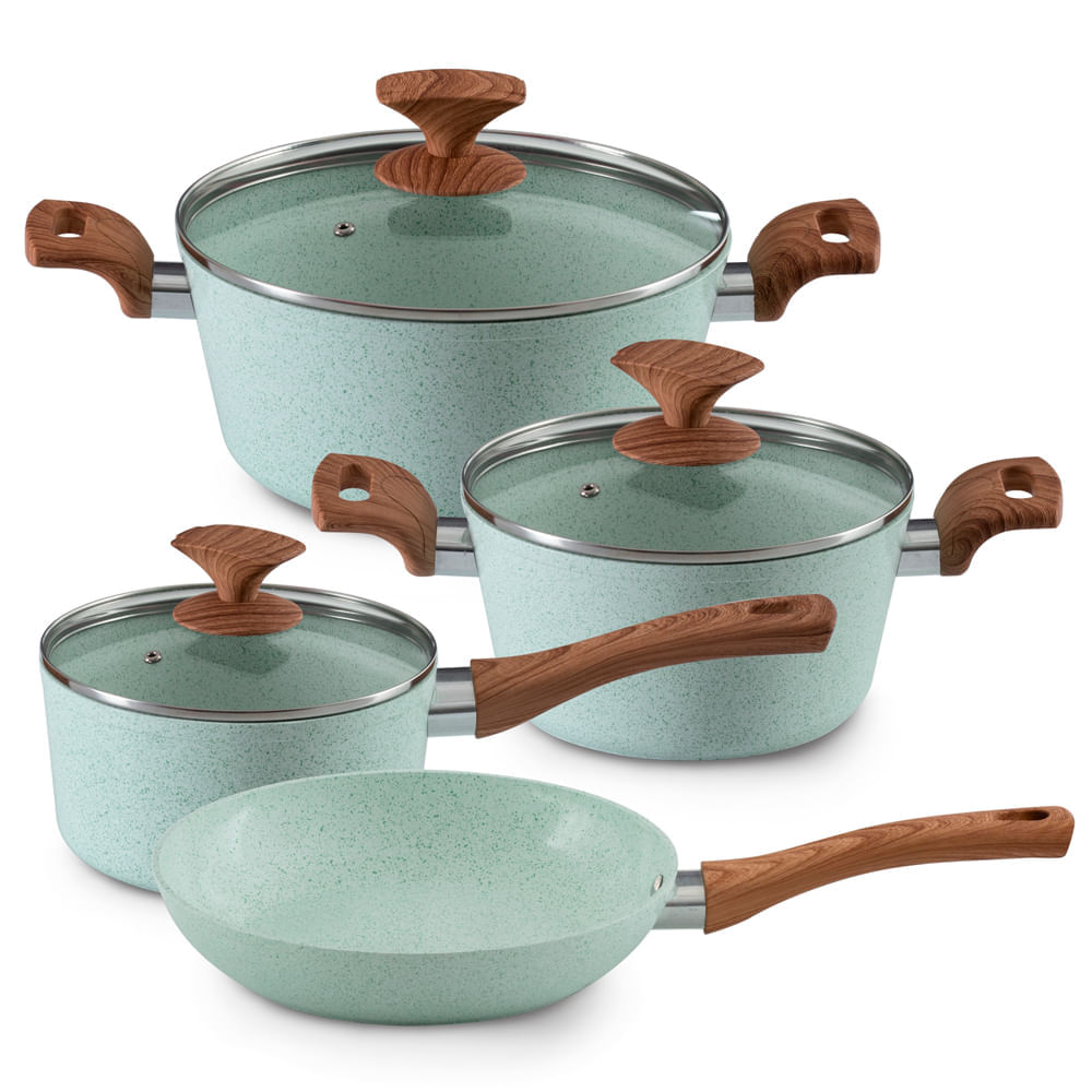 Bateria ceramica 7pz granito menta Ilko