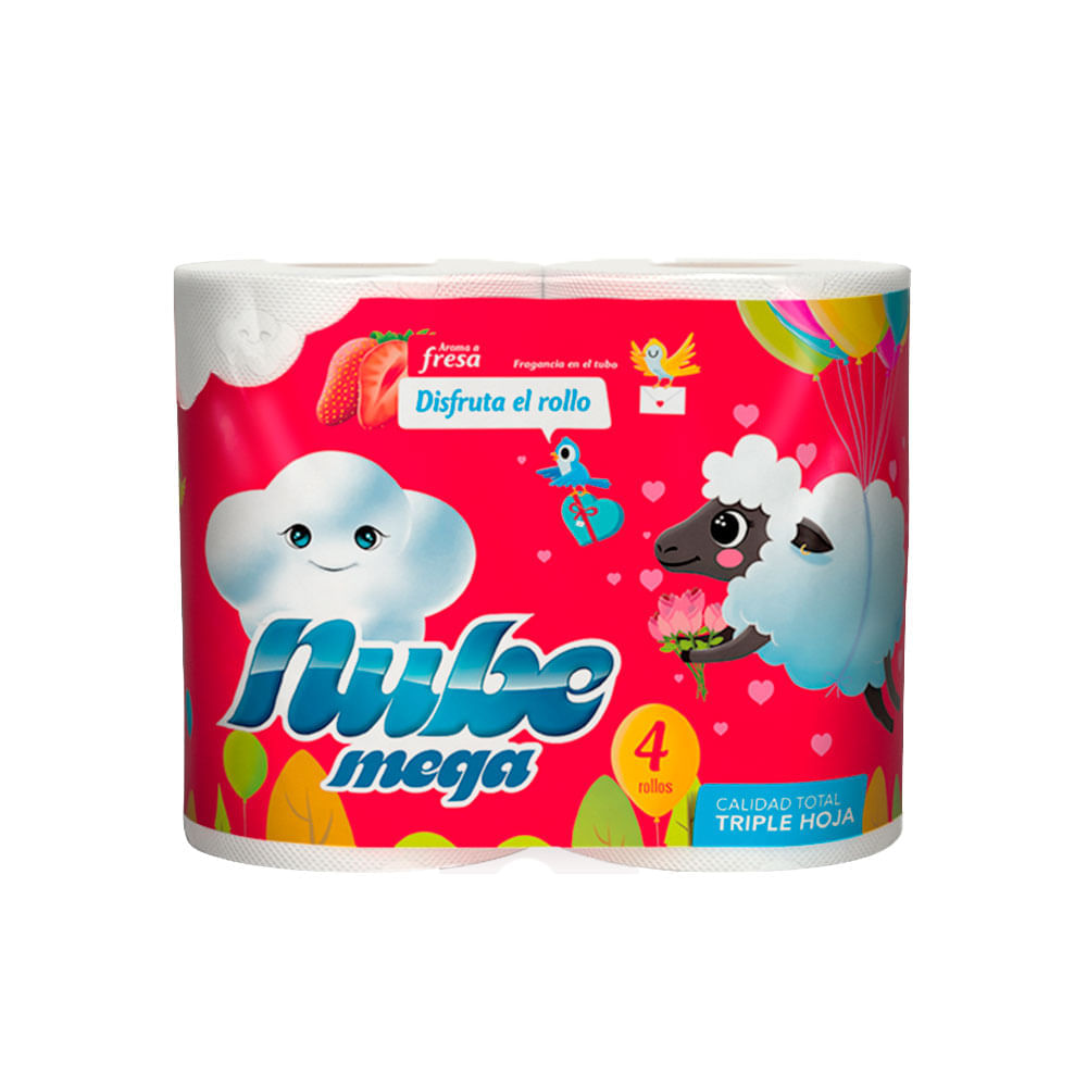 Papel higiénico Nube mega rollo triple hoja x4 rollos x35mts c/u